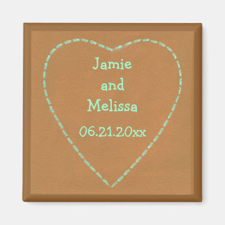 Turquoise Heart Save the date Wedding Magnets Magneet