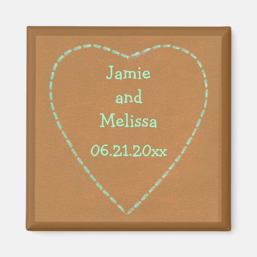 Turquoise Heart Save the date Wedding Magnets Magneet (Voorkant)