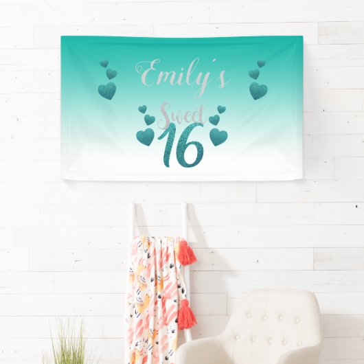 Turquoise Hearts and Numbers Spandoek (Insitu)