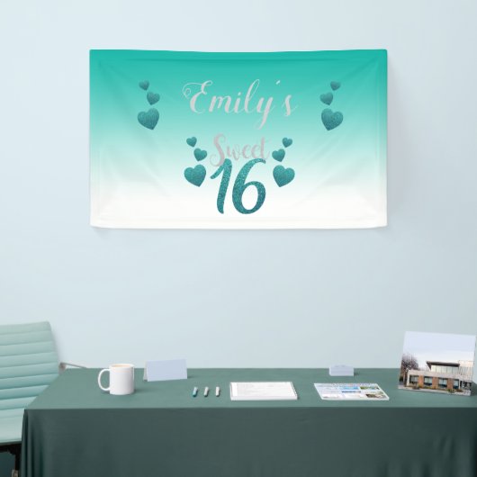 Turquoise Hearts and Numbers Spandoek (Beurs)
