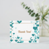Turquoise Hearts Design Bedankt Briefkaart (Staand voorkant)