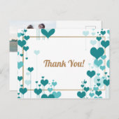 Turquoise Hearts Design Bedankt Briefkaart (Voorkant / Achterkant)