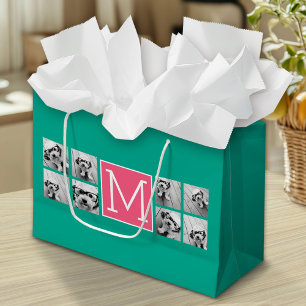 Turquoise & Heet Roze Instagram 8 Foto Collage Mon Large Cadeautasje