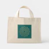 Turquoise Heilig Geometrie Boodschappentas Mini Tote Bag (Achterkant)