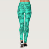 Turquoise helder marmerpatroon leggings (Achterkant)