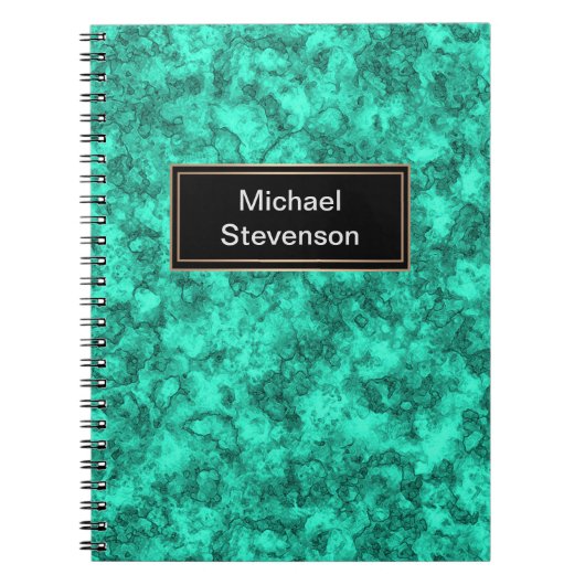 Turquoise helder marmerpatroon notitieboek (Voorkant)