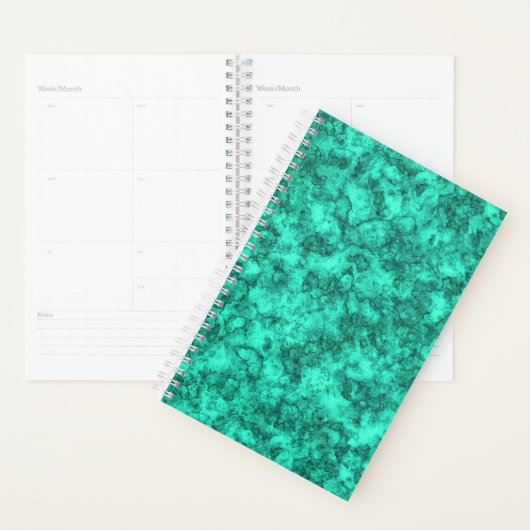 Turquoise helder marmerpatroon planner (Display)