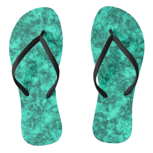 Turquoise helder marmerpatroon teenslippers (Voetbed)