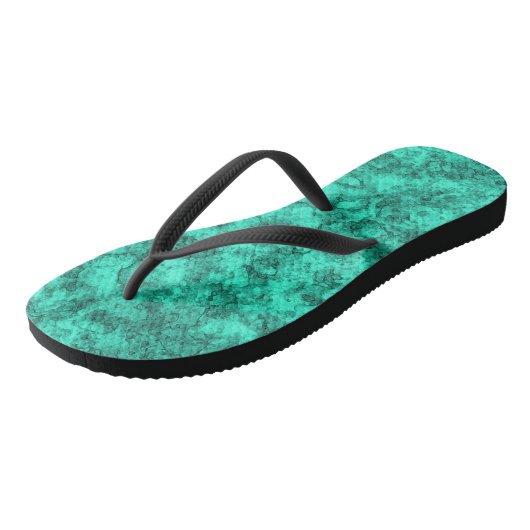 Turquoise helder marmerpatroon teenslippers (Schuin)