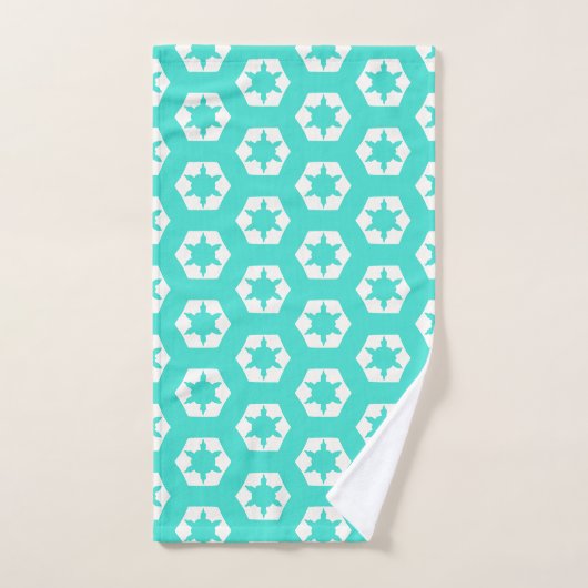 Turquoise hexagon honingraat starflake patroon bad handdoek (Handdoek)