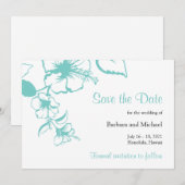 Turquoise Hibiscus Bloem Bestemming Huwelijk Save The Date (Voorkant / Achterkant)