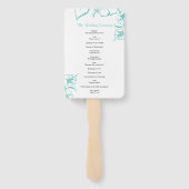 Turquoise Hibiscus Flower Beach bruiloft programma Handwaaier (Achterkant)