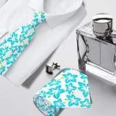 Turquoise Hibiscus Hawaïaans patroon Stropdas