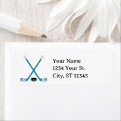 Turquoise Hockey Sticks en Puck Retouradres Etiket (Insitu)