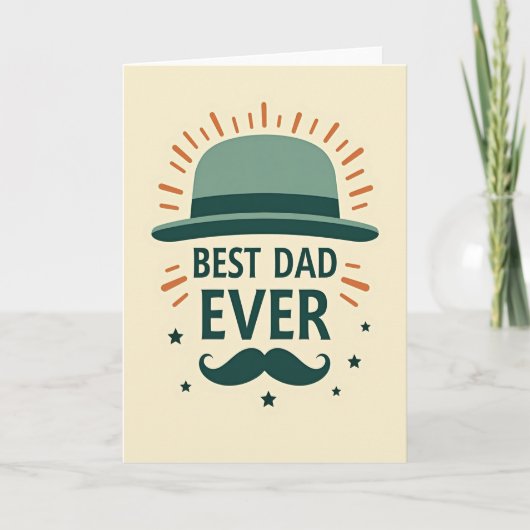 Turquoise Hoed Beste Papa Ooit Kaart (Voorkant)