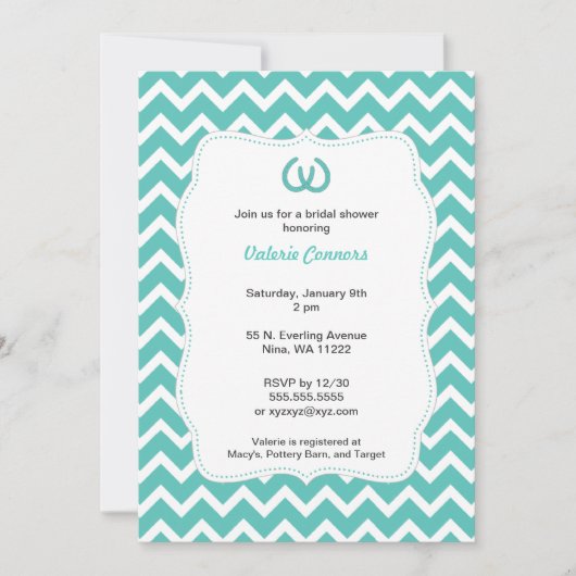 Turquoise Hoefijzers Vrijgezellenfeest Invite Chev Kaart (Voorkant)