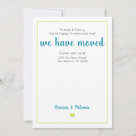 Turquoise Home Sweet Home - Texas Moving Aankondiging (Achterkant)