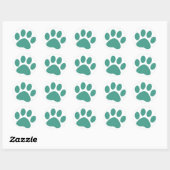 Turquoise Hond Dierenpootafdruk Ronde Sticker (Vel)