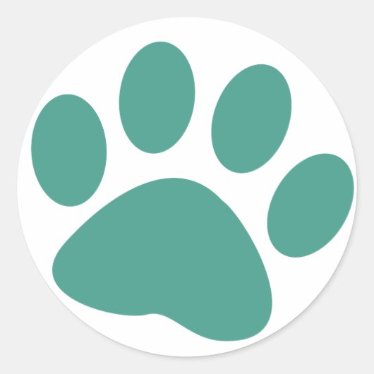 Turquoise Hond Dierenpootafdruk Ronde Sticker (Voorkant)