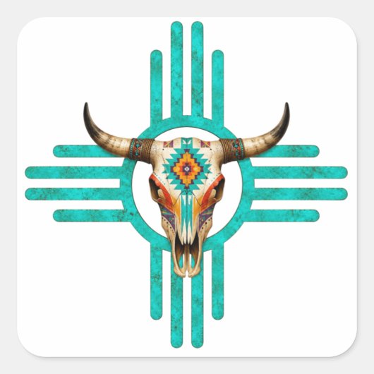 Turquoise Horizon Vierkante Sticker (Voorkant)