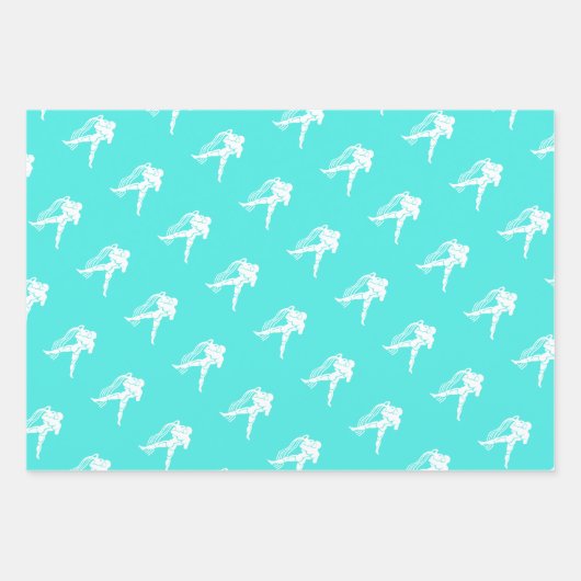 Turquoise Horoscope Star Sign Birthday Aquarius Inpakpapier Vel (Voorkant 2)