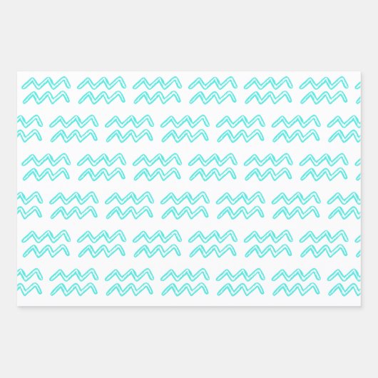 Turquoise Horoscope Star Sign Birthday Aquarius Inpakpapier Vel (Voorkant)