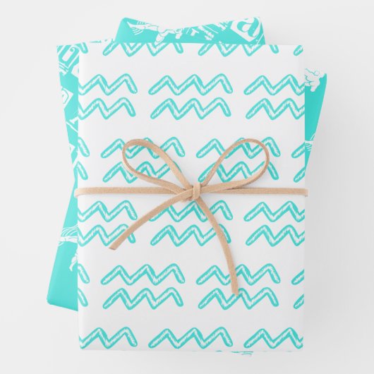 Turquoise Horoscope Star Sign Birthday Aquarius Inpakpapier Vel (In situ)