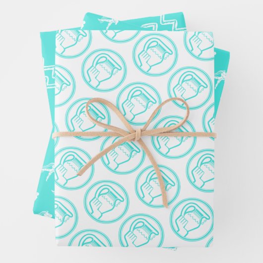 Turquoise Horoscope Star Sign Birthday Aquarius Inpakpapier Vel (In situ)