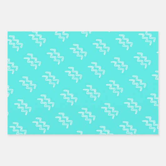 Turquoise Horoscope Star Sign Birthday Aquarius Inpakpapier Vel (Voorkant 3)