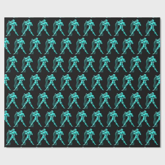 Turquoise Horoscope Zodiac Star Sign Aquarius Cadeaupapier (Vlak)