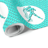 Turquoise Horoscope Zodiac Star Sign Aquarius Cadeaupapier (Rol Hoek)