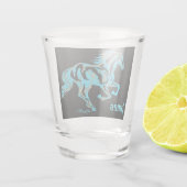 Turquoise Horse Silhouette Shot Glass Glas (Achterkant)