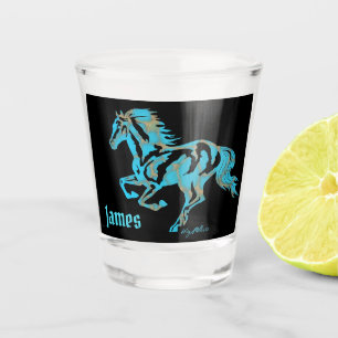 Turquoise Horse Silhouette Shot Glass Glas