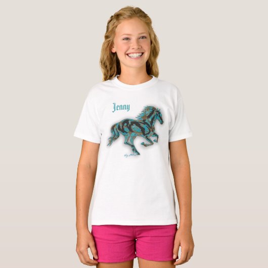 Turquoise Horse T-shirt (Voorkant volledig)