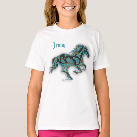 Turquoise Horse T-shirt (Voorkant)