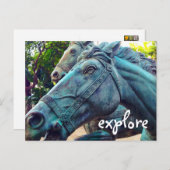 Turquoise Horses Antiek Standbeeld Verkennen Scrip Briefkaart (Voorkant / Achterkant)