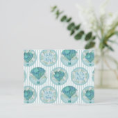 Turquoise Hot Air ballon - Aqua White Stripes Briefkaart (Staand voorkant)