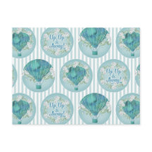 Turquoise Hot Air ballon - Aqua White Stripes