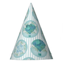 Turquoise Hot Air ballon - Aqua White Stripes