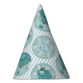 Turquoise Hot Air ballon - Aqua White Stripes Feesthoedjes (Rechts)