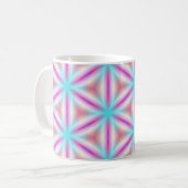 Turquoise & Hot Pink Fractal Kaleidoscope Mok (Voorkant links)