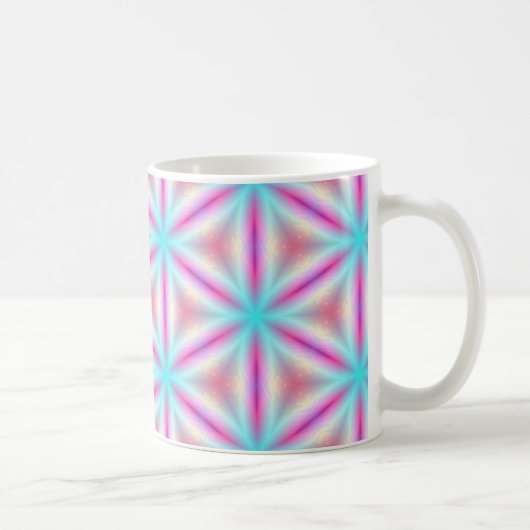 Turquoise & Hot Pink Fractal Kaleidoscope Mok (Rechts)