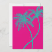 Turquoise Hot Pink Palm Tree Huwelijksuitnodiginge Kaart (Achterkant)