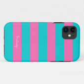 Turquoise & Hot Pink Stripe Pattern iPhone 5 Hoesj Case-Mate iPhone Case (Achterkant (horizontaal))