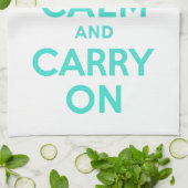 Turquoise Houd kalm en Draag op Amerikaanse MoJo K Theedoek (Gevouwen)