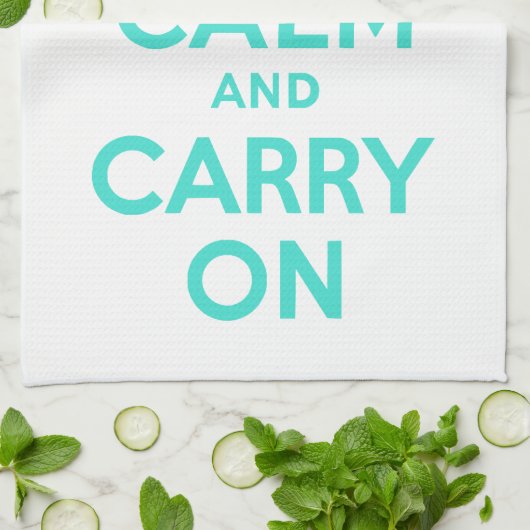 Turquoise Houd kalm en Draag op Amerikaanse MoJo K Theedoek (Gevouwen)