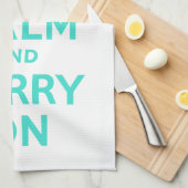 Turquoise Houd kalm en Draag op Amerikaanse MoJo K Theedoek (Quarter Fold)