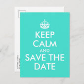 Turquoise Houd kalm en sla de datum op Aankondigingskaart (Voorkant / Achterkant)