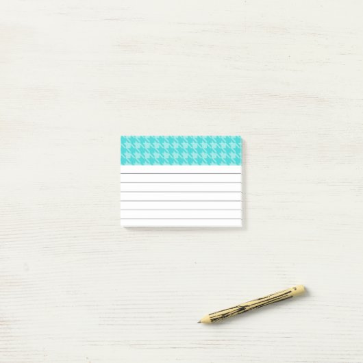 Turquoise Houndstooth Post merkt op Post-it® Notes (Op bureau)