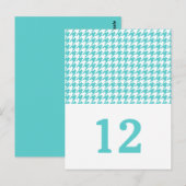 Turquoise Houndstooth Table Number Briefkaart (Voorkant / Achterkant)